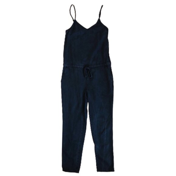 PAIGE Suki Black Pearl Lyocell Denim Relaxed Tapered Leg Jumpsuit - Picture 15 of 16